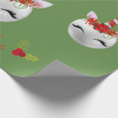 ユニコーンオーナメントかわいらしホリデークリスマス ラッピングペーパー (角)