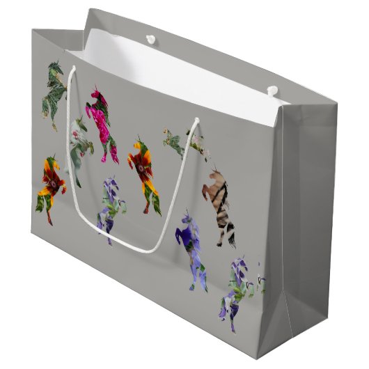 ユニコーンカスタム抱き枕 – 大、光沢 ラージペーパーバッグ (正面アングル)