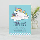 ユニコーンカッコいいサマーサングラスガール誕生日 招待状 (スタンド正面)
