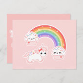 ユニコーンカップケーキレインボーバースデーパーティ招待状 招待状 (正面/裏面)
