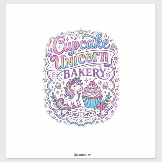 ユニコーンカップケーキ ユニコーンパン屋 白背景 Pr シール (シート)