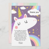 ユニコーンカラフルと虹の誕生日パーティー サンキューカード (正面/裏面)