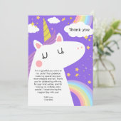 ユニコーンカラフルと虹の誕生日パーティー サンキューカード (スタンド正面)