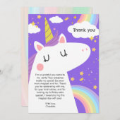 ユニコーンカラフルと虹の誕生日パーティー サンキューカード (正面/裏面)