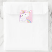 ユニコーンカラフルと虹の誕生日パーティー スクエアシール (バッグ)