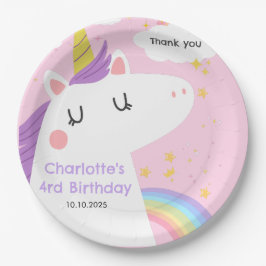 ユニコーンカラフルと虹の誕生日パーティー ペーパープレート