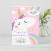 ユニコーンカラフルと虹の誕生日パーティー 招待状 (スタンド正面)