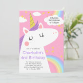 ユニコーンカラフルと虹の誕生日パーティー 招待状 (スタンド正面)