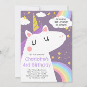 ユニコーンカラフルと虹の誕生日パーティー 招待状 (正面)