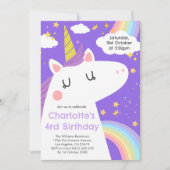 ユニコーンカラフルと虹の誕生日パーティー 招待状 (正面)