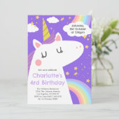 ユニコーンカラフルと虹の誕生日パーティー 招待状 (スタンド正面)