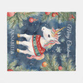 ユニコーンカラフルのクリパーソナライズされたスマス フリースブランケット (正面(横))