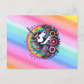 ユニコーンカラフルをテーマにした少女の誕生日パーティー ポストカード (裏面)