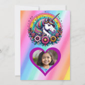 ユニコーンカラフルをテーマにした少女の誕生日パーティー 招待状 (裏面)