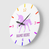 ユニコーンカラフルを自分でカスタマイズ ラージ壁時計 (傾斜)