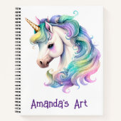 ユニコーンカラフルキッズスパーソナライズされたケッチ ノートブック (正面)