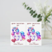 ユニコーンカラフルキッズバレンタイン教室カード ポストカード (スタンド正面)