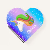 ユニコーンカラフルグリッターのカスタマイズ ノートブック (正面)