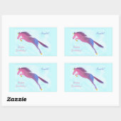 ユニコーンカラフルハッピーバースデーパーソナライズされた 長方形シール (シート)