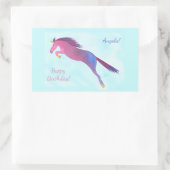 ユニコーンカラフルハッピーバースデーパーソナライズされた 長方形シール (バッグ)