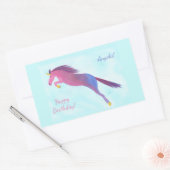 ユニコーンカラフルハッピーバースデーパーソナライズされた 長方形シール (封筒)