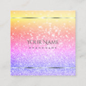ユニコーンカラフルパステルレインボーグリッターラブル スクエア名刺 (正面)