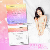 ユニコーンカラフルパステルレインボーグリッターラブル スクエア名刺