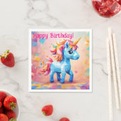 ユニコーンカラフルピナタ誕生日紙ナプキンス スタンダードカクテルナプキン (インサイチュ)