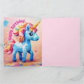 ユニコーンカラフルピナータ誕生日 カード (内部)