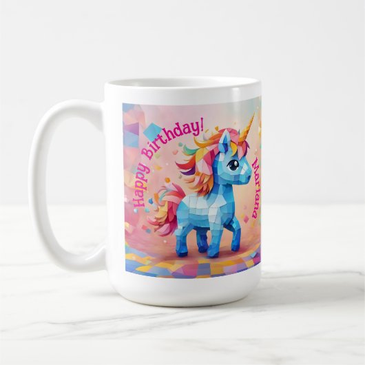 ユニコーンカラフルピナータ誕生日 コーヒーマグカップ (左)