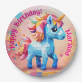 ユニコーンカラフルピナータ誕生日 ペーパープレート (正面)