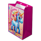 ユニコーンカラフルピナータ誕生日 ミディアムペーパーバッグ (裏面アングル)