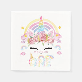 ユニコーンカラフルファースト誕生日 スタンダードカクテルナプキン