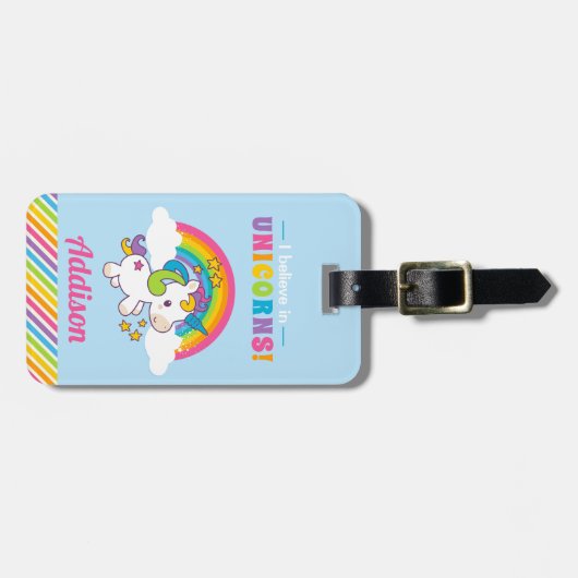 ユニコーンカラフルレインボーかわいい女の子の荷物 ラゲッジタグ (正面横)