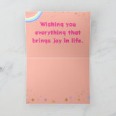 ユニコーンカラフルレインボーかわいい魔法のピンク サンキューカード (内部)