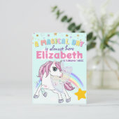 ユニコーンカラフルレインボーかわいい魔法のピンク ポストカード (スタンド正面)