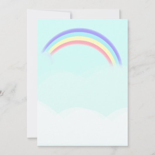 ユニコーンカラフルレインボーかわいい魔法のピンク 招待状 (裏面)