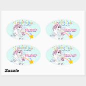 ユニコーンカラフルレインボーかわいい魔法のピンク 楕円形シール (シート)