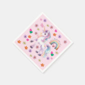 ユニコーンカラフルレインボーフラワーバースデーパーティー スタンダードカクテルナプキン (角)