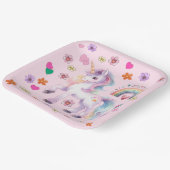 ユニコーンカラフルレインボーフラワーバースデーパーティー ペーパープレート (傾斜あり)