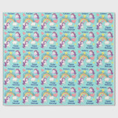 ユニコーンカラフルレインボー子供の誕生日 ラッピングペーパー (フラット)