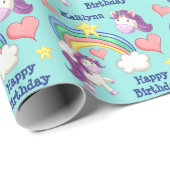 ユニコーンカラフルレインボー子供の誕生日 ラッピングペーパー (ロールコーナー)