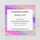 ユニコーンカラフルレインボー金ゴールドグリッターモノグラム スクエア名刺 (裏面)