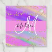 ユニコーンカラフルレインボー金ゴールドグリッターモノグラム フェイバータグ (裏面)