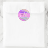 ユニコーンカラフルレインボー金ゴールドグリッターモノグラム ラウンドシール (バッグ)