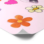 ユニコーンカラフルレインボー&フラワーズ子供部屋 ポスター (角)