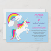 ユニコーンカラフル子供の誕生日パーティの招待状 招待状 (正面)