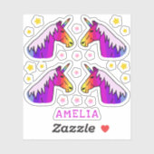 ユニコーンカラフル星の名前キッズステッカー シール (シート)