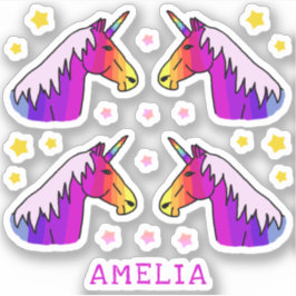 ユニコーンカラフル星の名前キッズステッカー シール