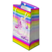 ユニコーンカラフル虹の名前の誕生日抱き枕 スモールペーパーバッグ (正面アングル)
